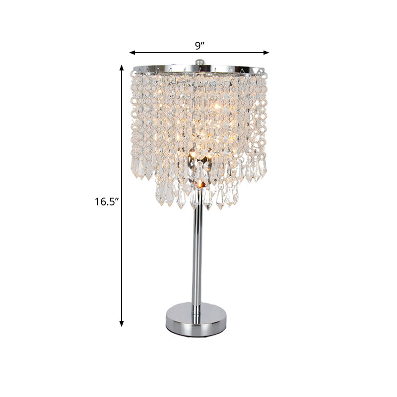 Crystal Chain Draped Table Light Modern Stylish 1 Head Bedroom Night Lamp in Polished Chrome Clearhalo 'Lamps' 'Table Lamps' Lighting' 813534