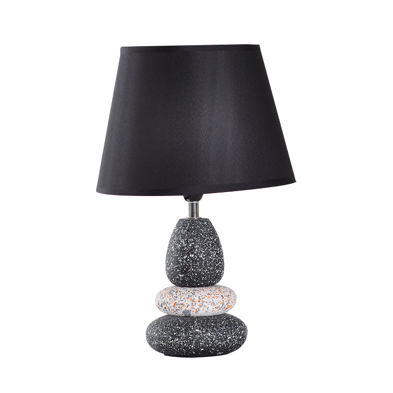 Ceramics Stone Shape Night Light Modernist LED Night Table Lamp in Black/Grey with Fabric Shade Clearhalo 'Lamps' 'Table Lamps' Lighting' 813537