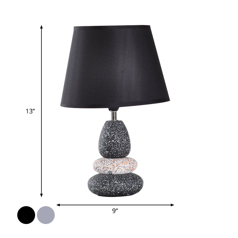 Ceramics Stone Shape Night Light Modernist LED Night Table Lamp in Black/Grey with Fabric Shade Clearhalo 'Lamps' 'Table Lamps' Lighting' 813538
