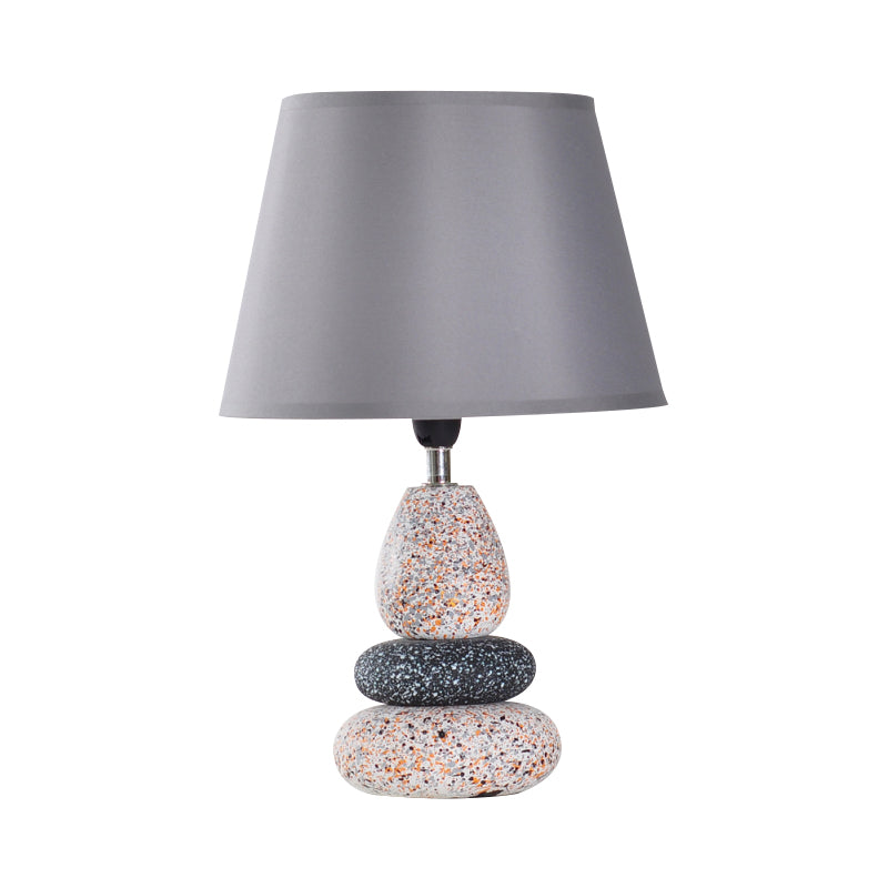Ceramics Stone Shape Night Light Modernist LED Night Table Lamp in Black/Grey with Fabric Shade Clearhalo 'Lamps' 'Table Lamps' Lighting' 813542
