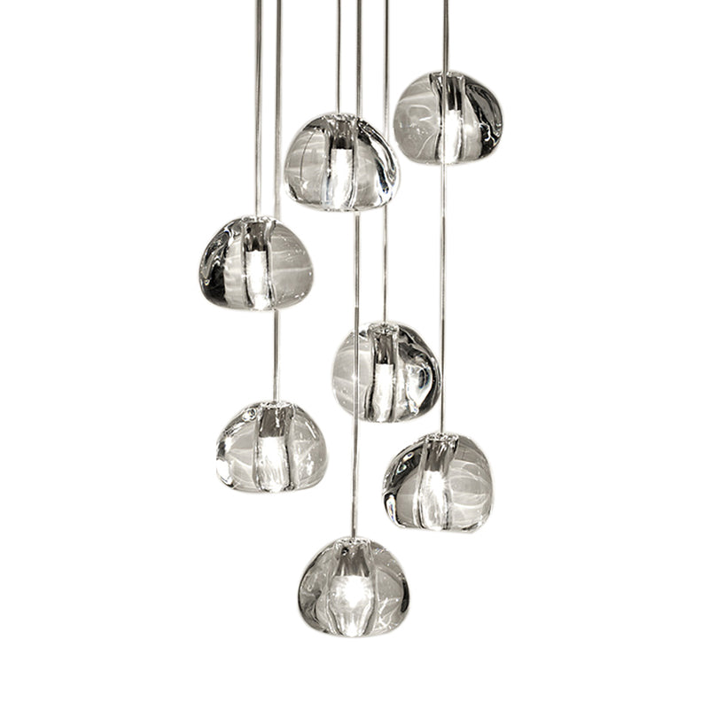5/7 Lights Irregular Ball Cluster Pendant Light Minimal Clear Crystal Hanging Lighting for Living Room Clearhalo 'Ceiling Lights' 'Modern Pendants' 'Modern' 'Pendant Lights' 'Pendants' Lighting' 813607