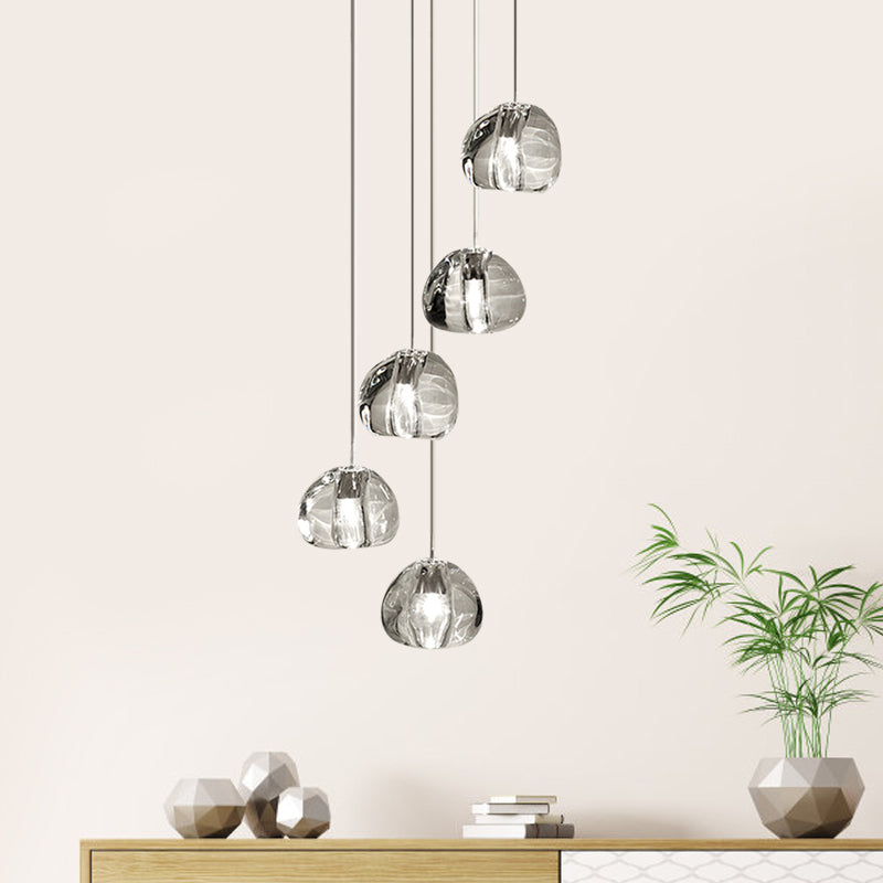 5/7 Lights Irregular Ball Cluster Pendant Light Minimal Clear Crystal Hanging Lighting for Living Room Clearhalo 'Ceiling Lights' 'Modern Pendants' 'Modern' 'Pendant Lights' 'Pendants' Lighting' 813611