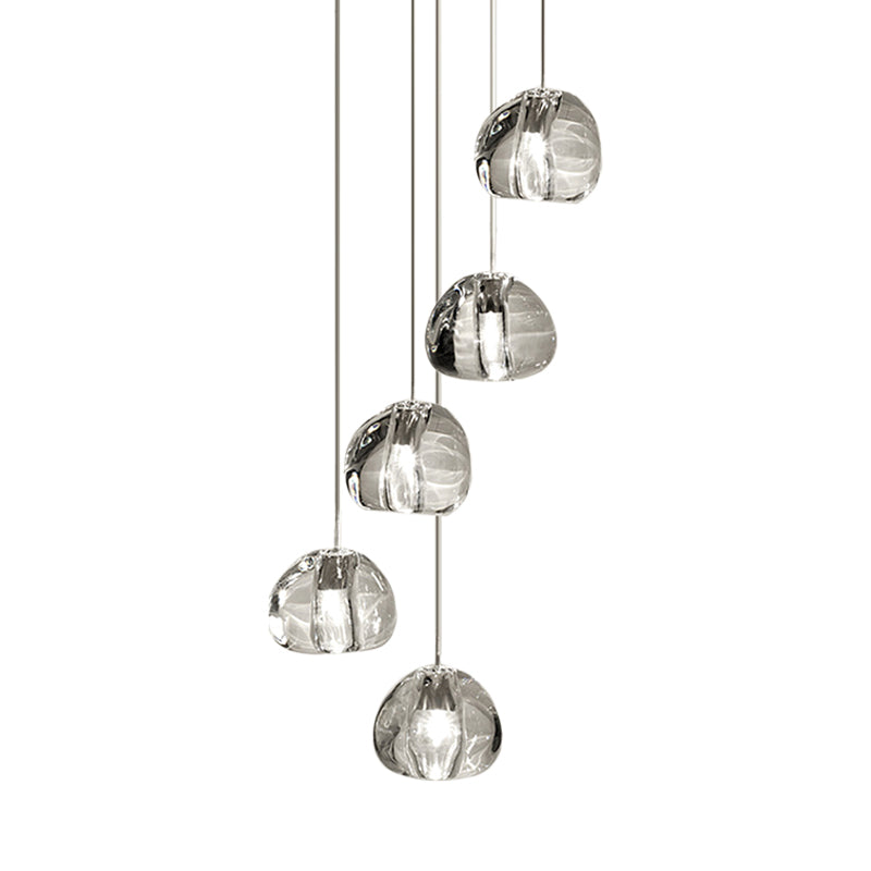 5/7 Lights Irregular Ball Cluster Pendant Light Minimal Clear Crystal Hanging Lighting for Living Room Clearhalo 'Ceiling Lights' 'Modern Pendants' 'Modern' 'Pendant Lights' 'Pendants' Lighting' 813613