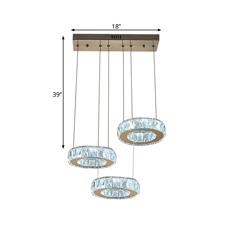 3/5-Bulb Clear Crystal Multiple Lamp Pendant Modern Bronze Ring Dining Room LED Hanging Ceiling Light Clearhalo 'Ceiling Lights' 'Modern Pendants' 'Modern' 'Pendant Lights' 'Pendants' Lighting' 813631