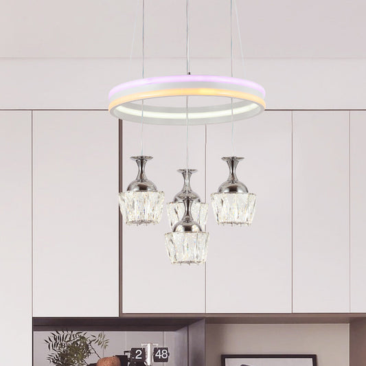 LED Cluster Pendant Simple Living Room Hoop Design Ceiling Lamp with Wine Glass Clear Faceted Crystal Shade Clearhalo 'Ceiling Lights' 'Modern Pendants' 'Modern' 'Pendant Lights' 'Pendants' Lighting' 813642
