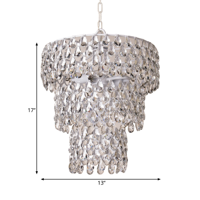 1 Light Hanging Pendant Light Minimal Tiered Round Clear Crystal Embedded Suspension Lighting Clearhalo 'Ceiling Lights' 'Modern Pendants' 'Modern' 'Pendant Lights' 'Pendants' Lighting' 813648
