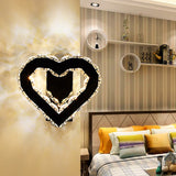 LED Loving Heart Wall Hanging Light Modernism Black Faceted Crystal Wall Lighting Ideas for Bedroom Chrome Clearhalo 'Modern wall lights' 'Modern' 'Wall Lamps & Sconces' 'Wall Lights' Lighting' 813720