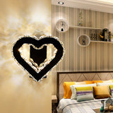 LED Loving Heart Wall Hanging Light Modernism Black Faceted Crystal Wall Lighting Ideas for Bedroom Chrome Clearhalo 'Modern wall lights' 'Modern' 'Wall Lamps & Sconces' 'Wall Lights' Lighting' 813720