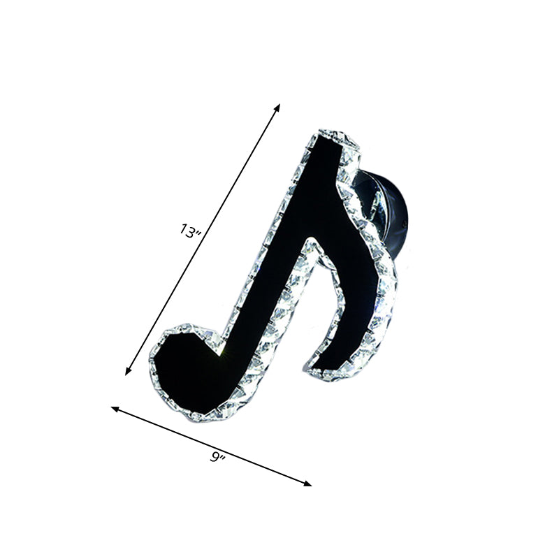 Music Note Crystal Wall Light Sconce Simple Style LED Corridor Wall Mount Lamp in Black Clearhalo 'Modern wall lights' 'Modern' 'Wall Lamps & Sconces' 'Wall Lights' Lighting' 813727
