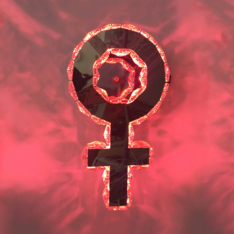 Nickel Girl Logo Wall Mount Lighting Modernist Style Beveled Crystal LED Bedroom Sconce Light Clearhalo 'Modern wall lights' 'Modern' 'Wall Lamps & Sconces' 'Wall Lights' Lighting' 813734