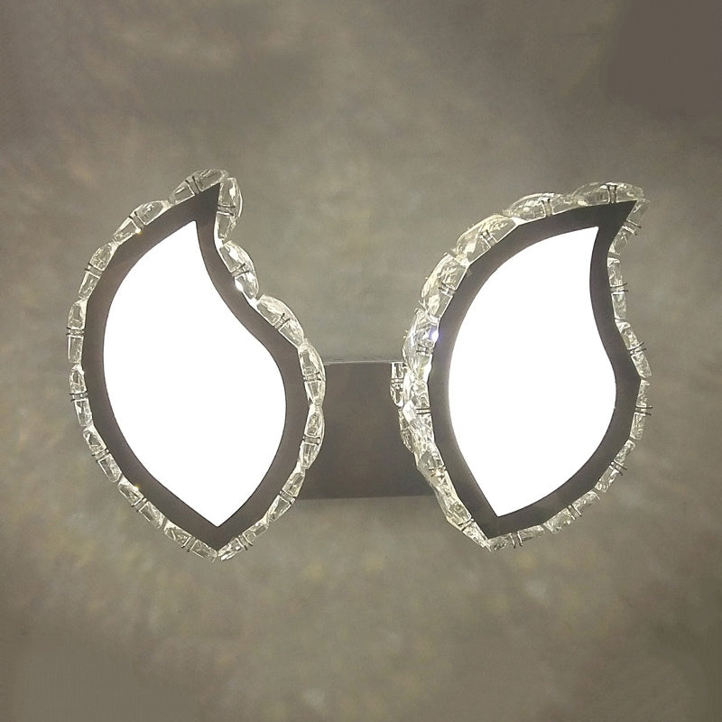 Leaf Bedroom Wall Mounted Light Modern Clear Crystal LED Chrome Finish Surface Wall Sconce Clearhalo 'Modern wall lights' 'Modern' 'Wall Lamps & Sconces' 'Wall Lights' Lighting' 813738