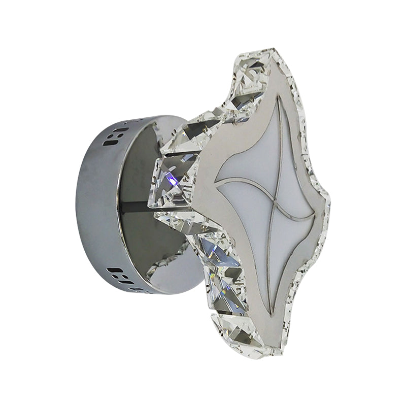 LED Faceted Crystal Wall Light Fixture Contemporary Chrome Finish Windmill Living Room Sconce Clearhalo 'Modern wall lights' 'Modern' 'Wall Lamps & Sconces' 'Wall Lights' Lighting' 813741