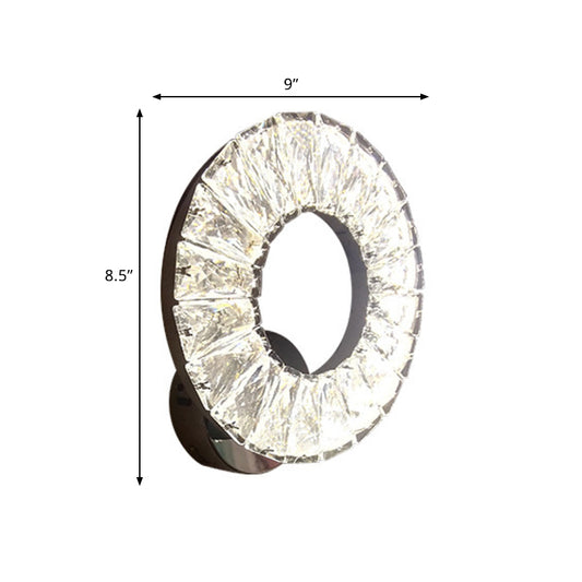 Beveled Crystal Chrome Wall Sconce Light Circular LED Modernism Wall Lighting Fixture Clearhalo 'Modern wall lights' 'Modern' 'Wall Lamps & Sconces' 'Wall Lights' Lighting' 813793
