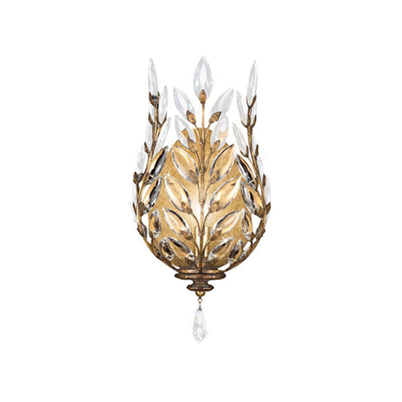 Modernist Laurel Wall Light Fixture 1 Light Crystal Drop Wall Mounted Lighting in Silver/Brass Clearhalo 'Modern wall lights' 'Modern' 'Wall Lamps & Sconces' 'Wall Lights' Lighting' 813796