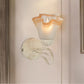 White Floral Wall Sconce Light Traditionalism Frosted Glass 1 Head Living Room Wall Lighting Clearhalo 'Wall Lamps & Sconces' 'Wall Lights' Lighting' 813866
