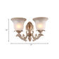 Metal Beige Wall Lighting Fixture Curvy Arm 1/2-Light Antique Wall Sconce Light with Bell White Glass Shade Clearhalo 'Wall Lamps & Sconces' 'Wall Lights' Lighting' 813901