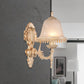 1/2 Lights Bell Sconce Lamp Classic Beige Frosted Glass Wall Mounted Light Fixture for Living Room Clearhalo 'Wall Lamps & Sconces' 'Wall Lights' Lighting' 813935