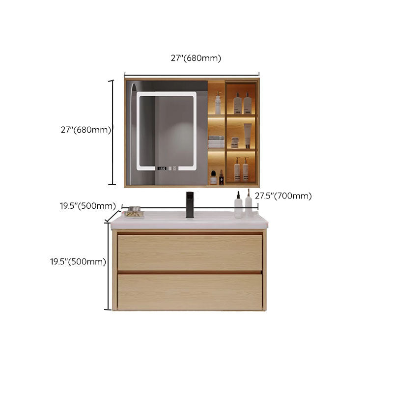 Wood Frame Bathroom Vanity Rectangular 2 Drawers Wall-Mounted Single Sink with Door Clearhalo 'Bathroom Remodel & Bathroom Fixtures' 'Bathroom Vanities' 'bathroom_vanities' 'Home Improvement' 'home_improvement' 'home_improvement_bathroom_vanities' 8141850