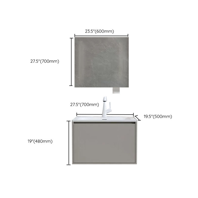 Modern Bathroom Sink Vanity Stainless Steel Wall-Mounted with Soft Close Door Clearhalo 'Bathroom Remodel & Bathroom Fixtures' 'Bathroom Vanities' 'bathroom_vanities' 'Home Improvement' 'home_improvement' 'home_improvement_bathroom_vanities' 8141953