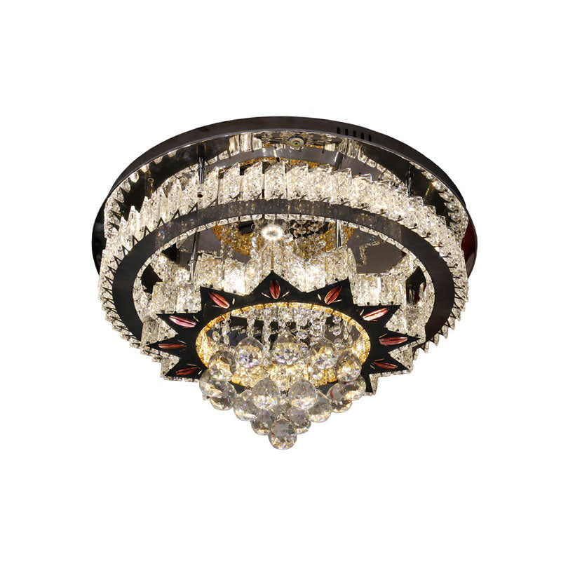 Nickel Icycle Flushmount Modernism Clear Crystal Ball LED Bedroom Close to Ceiling Light Clearhalo 'Ceiling Lights' 'Close To Ceiling Lights' 'Close to ceiling' 'Flush mount' Lighting' 814196