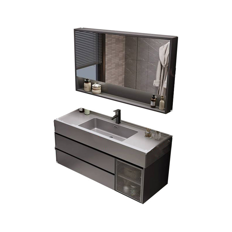 Overflow Bathroom Vanity Stone Mirror Waterproof Wall Mount Single Sink with 2 Drawers 39"L x 20"W x 22"H Clearhalo 'Bathroom Remodel & Bathroom Fixtures' 'Bathroom Vanities' 'bathroom_vanities' 'Home Improvement' 'home_improvement' 'home_improvement_bathroom_vanities' 8142014