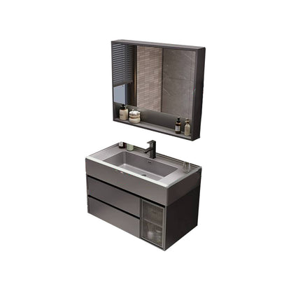 Overflow Bathroom Vanity Stone Mirror Waterproof Wall Mount Single Sink with 2 Drawers 28"L x 20"W x 22"H Clearhalo 'Bathroom Remodel & Bathroom Fixtures' 'Bathroom Vanities' 'bathroom_vanities' 'Home Improvement' 'home_improvement' 'home_improvement_bathroom_vanities' 8142020