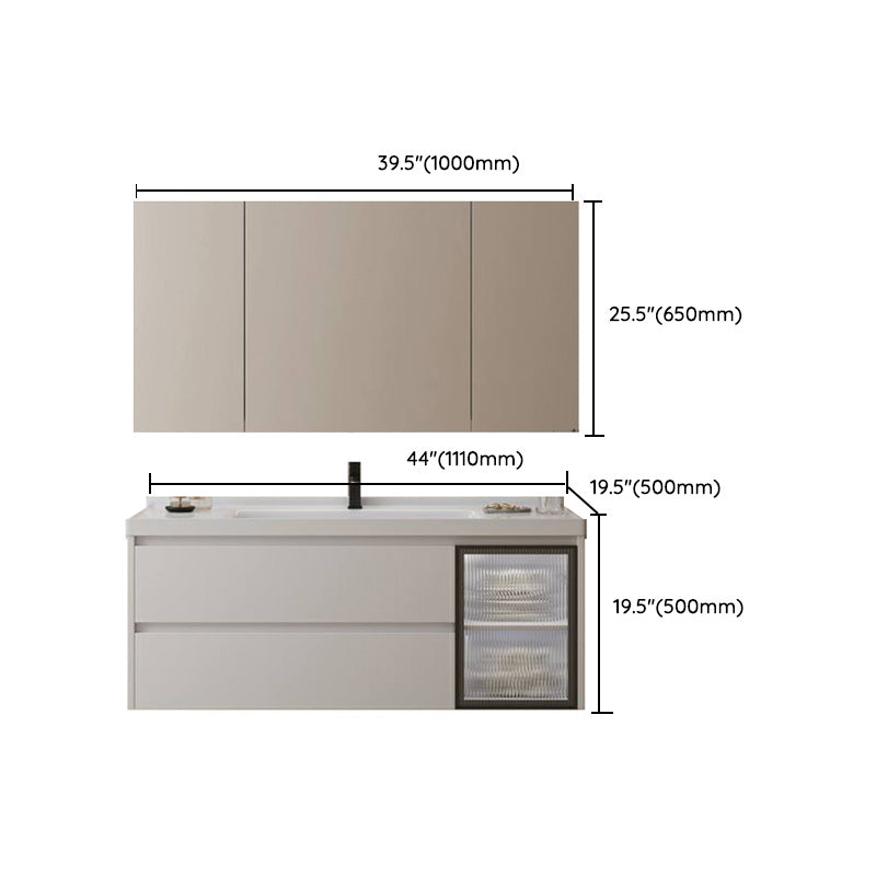 Modern Space Saver Vanity Wall Mount Ceramic Top Backsplash Included Clearhalo 'Bathroom Remodel & Bathroom Fixtures' 'Bathroom Vanities' 'bathroom_vanities' 'Home Improvement' 'home_improvement' 'home_improvement_bathroom_vanities' 8142109