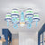 Cone Shade Fabric Semi Flush Chandelier Kids 6-Light Blue Ceiling Mount Light with Rudder Decoration Blue Clearhalo 'Ceiling Lights' 'Close To Ceiling Lights' 'Close to ceiling' 'Semi-flushmount' Lighting' 814409