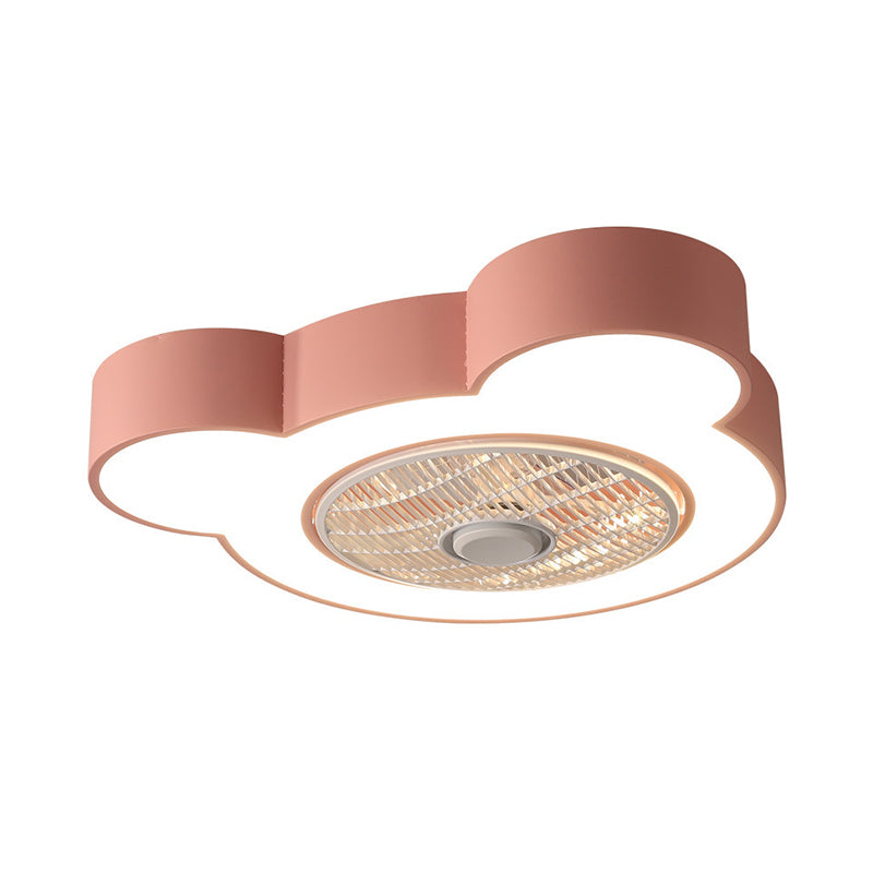 Cartoon Bear/Rabbit/Penguin Fan Lamp Acrylic Kids Room 23" Wide LED Close to Ceiling Light in Pink/Grey Clearhalo 'Ceiling Fans with Lights' 'Ceiling Fans' 'Kids Ceiling Fans' 'Kids' Lighting' 814491