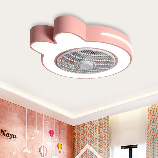 Cartoon Bear/Rabbit/Penguin Fan Lamp Acrylic Kids Room 23" Wide LED Close to Ceiling Light in Pink/Grey Clearhalo 'Ceiling Fans with Lights' 'Ceiling Fans' 'Kids Ceiling Fans' 'Kids' Lighting' 814495
