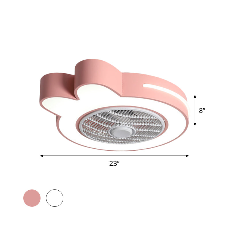 Cartoon Bear/Rabbit/Penguin Fan Lamp Acrylic Kids Room 23" Wide LED Close to Ceiling Light in Pink/Grey Clearhalo 'Ceiling Fans with Lights' 'Ceiling Fans' 'Kids Ceiling Fans' 'Kids' Lighting' 814497