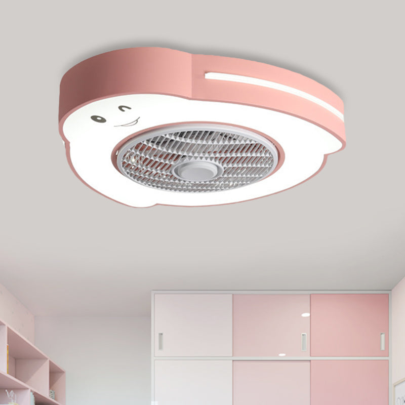 Cartoon Bear/Rabbit/Penguin Fan Lamp Acrylic Kids Room 23" Wide LED Close to Ceiling Light in Pink/Grey Pink Penguin Clearhalo 'Ceiling Fans with Lights' 'Ceiling Fans' 'Kids Ceiling Fans' 'Kids' Lighting' 814498
