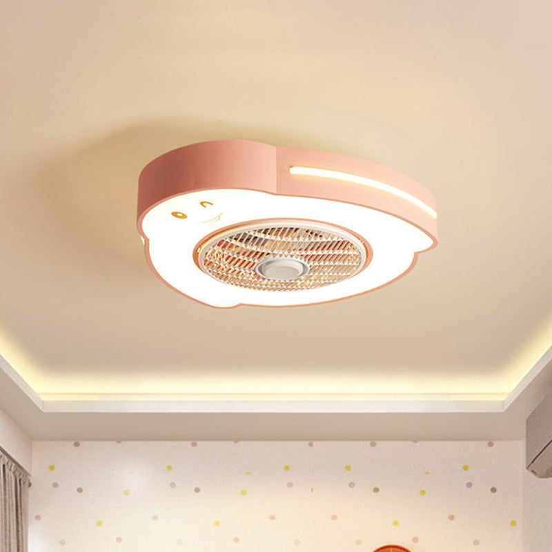 Cartoon Bear/Rabbit/Penguin Fan Lamp Acrylic Kids Room 23" Wide LED Close to Ceiling Light in Pink/Grey Clearhalo 'Ceiling Fans with Lights' 'Ceiling Fans' 'Kids Ceiling Fans' 'Kids' Lighting' 814499