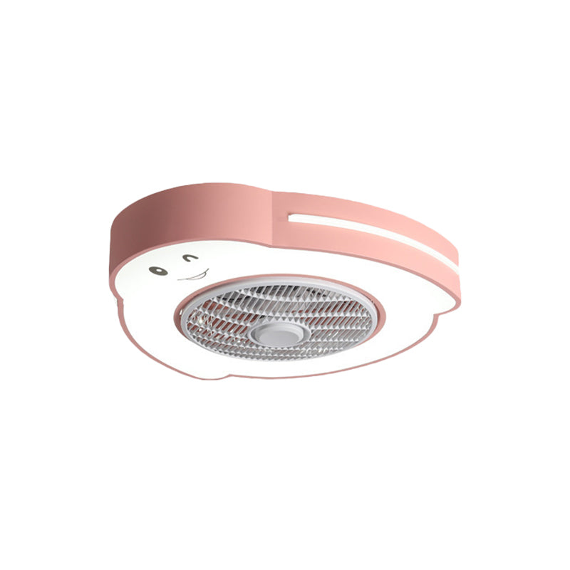 Cartoon Bear/Rabbit/Penguin Fan Lamp Acrylic Kids Room 23" Wide LED Close to Ceiling Light in Pink/Grey Clearhalo 'Ceiling Fans with Lights' 'Ceiling Fans' 'Kids Ceiling Fans' 'Kids' Lighting' 814501