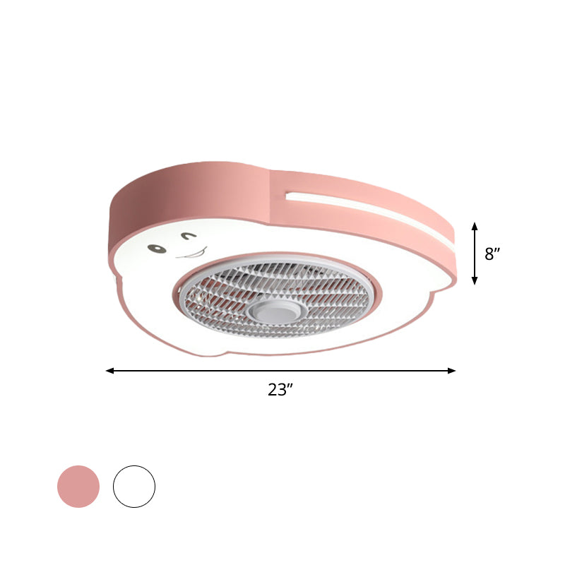 Cartoon Bear/Rabbit/Penguin Fan Lamp Acrylic Kids Room 23" Wide LED Close to Ceiling Light in Pink/Grey Clearhalo 'Ceiling Fans with Lights' 'Ceiling Fans' 'Kids Ceiling Fans' 'Kids' Lighting' 814502