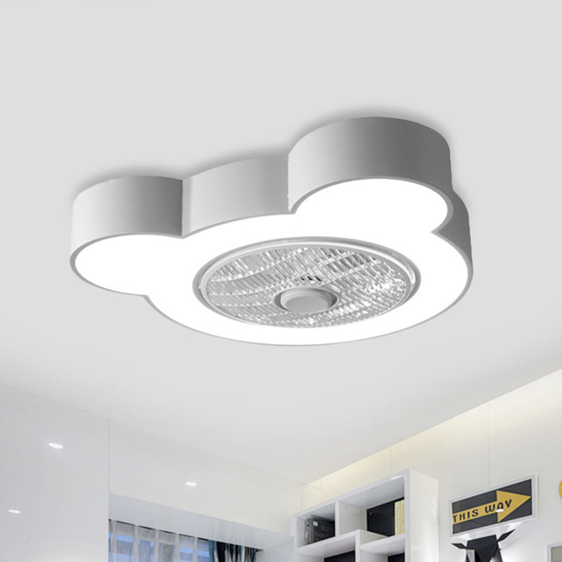 Cartoon Bear/Rabbit/Penguin Fan Lamp Acrylic Kids Room 23" Wide LED Close to Ceiling Light in Pink/Grey White Bear Clearhalo 'Ceiling Fans with Lights' 'Ceiling Fans' 'Kids Ceiling Fans' 'Kids' Lighting' 814503