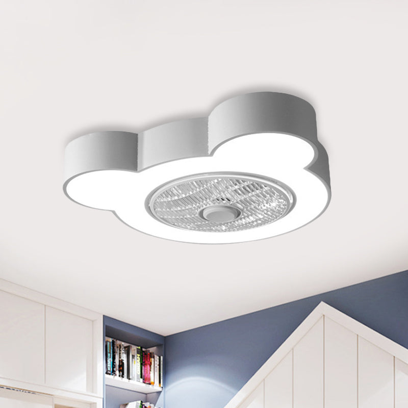 Cartoon Bear/Rabbit/Penguin Fan Lamp Acrylic Kids Room 23" Wide LED Close to Ceiling Light in Pink/Grey Clearhalo 'Ceiling Fans with Lights' 'Ceiling Fans' 'Kids Ceiling Fans' 'Kids' Lighting' 814504