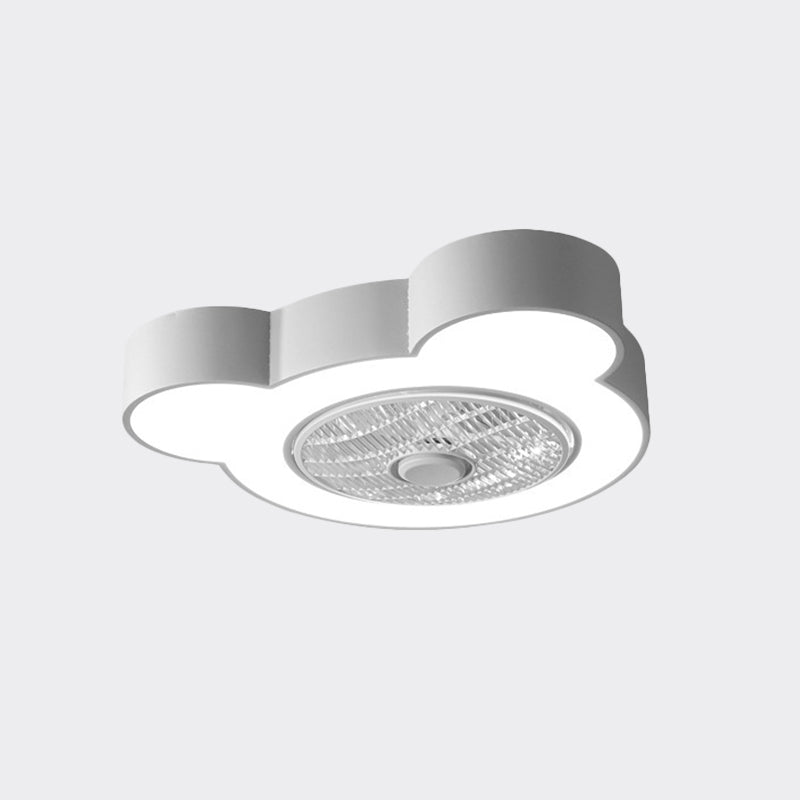 Cartoon Bear/Rabbit/Penguin Fan Lamp Acrylic Kids Room 23" Wide LED Close to Ceiling Light in Pink/Grey Clearhalo 'Ceiling Fans with Lights' 'Ceiling Fans' 'Kids Ceiling Fans' 'Kids' Lighting' 814506