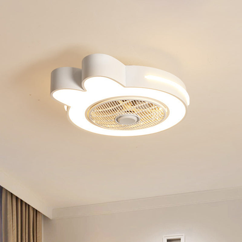 Cartoon Bear/Rabbit/Penguin Fan Lamp Acrylic Kids Room 23" Wide LED Close to Ceiling Light in Pink/Grey Clearhalo 'Ceiling Fans with Lights' 'Ceiling Fans' 'Kids Ceiling Fans' 'Kids' Lighting' 814508