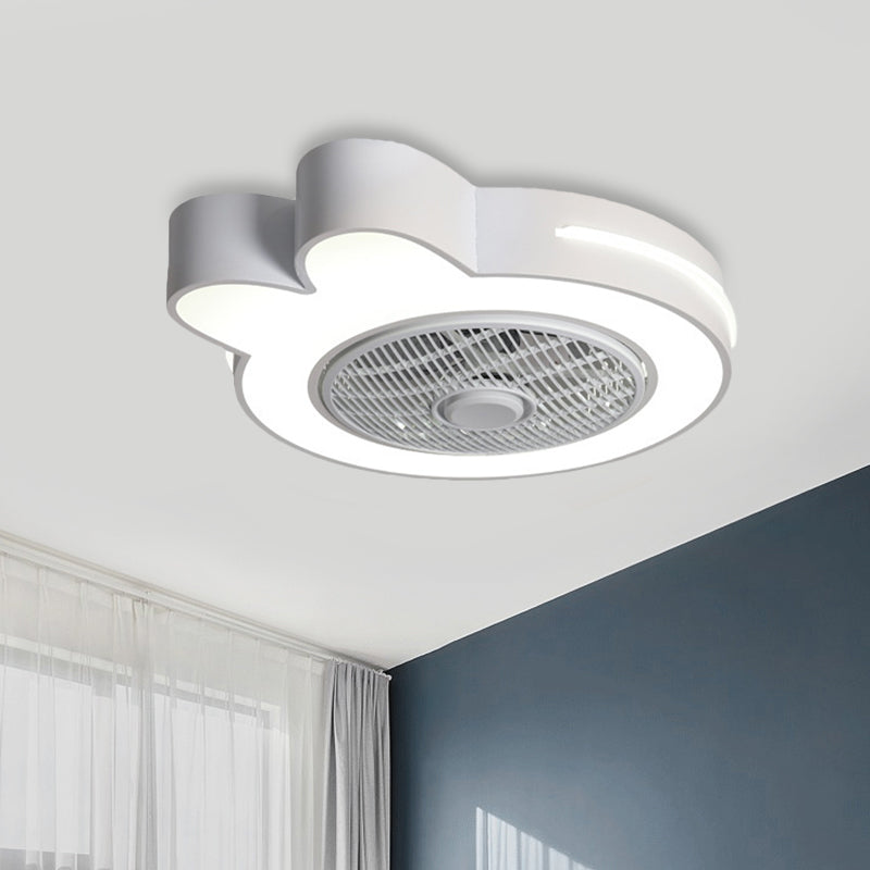 Cartoon Bear/Rabbit/Penguin Fan Lamp Acrylic Kids Room 23" Wide LED Close to Ceiling Light in Pink/Grey Clearhalo 'Ceiling Fans with Lights' 'Ceiling Fans' 'Kids Ceiling Fans' 'Kids' Lighting' 814509