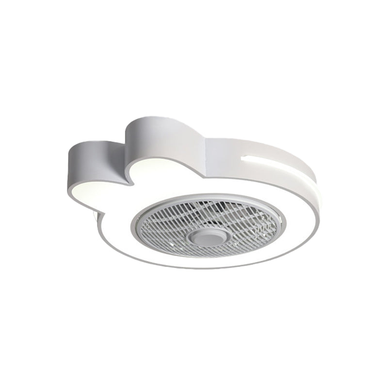 Cartoon Bear/Rabbit/Penguin Fan Lamp Acrylic Kids Room 23" Wide LED Close to Ceiling Light in Pink/Grey Clearhalo 'Ceiling Fans with Lights' 'Ceiling Fans' 'Kids Ceiling Fans' 'Kids' Lighting' 814510