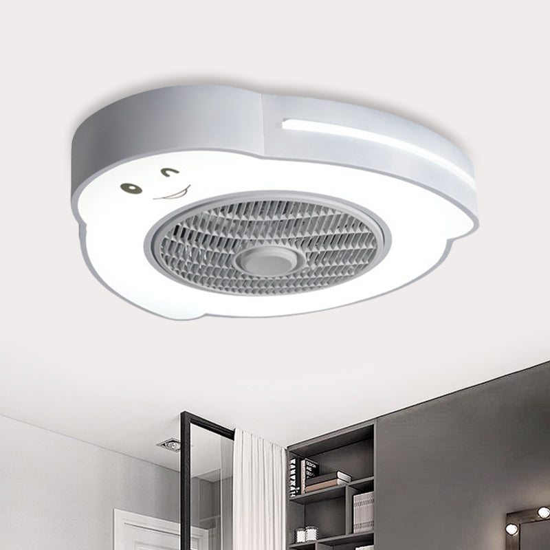 Cartoon Bear/Rabbit/Penguin Fan Lamp Acrylic Kids Room 23" Wide LED Close to Ceiling Light in Pink/Grey White Penguin Clearhalo 'Ceiling Fans with Lights' 'Ceiling Fans' 'Kids Ceiling Fans' 'Kids' Lighting' 814511