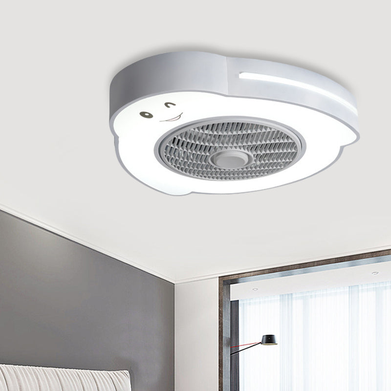 Cartoon Bear/Rabbit/Penguin Fan Lamp Acrylic Kids Room 23" Wide LED Close to Ceiling Light in Pink/Grey Clearhalo 'Ceiling Fans with Lights' 'Ceiling Fans' 'Kids Ceiling Fans' 'Kids' Lighting' 814512