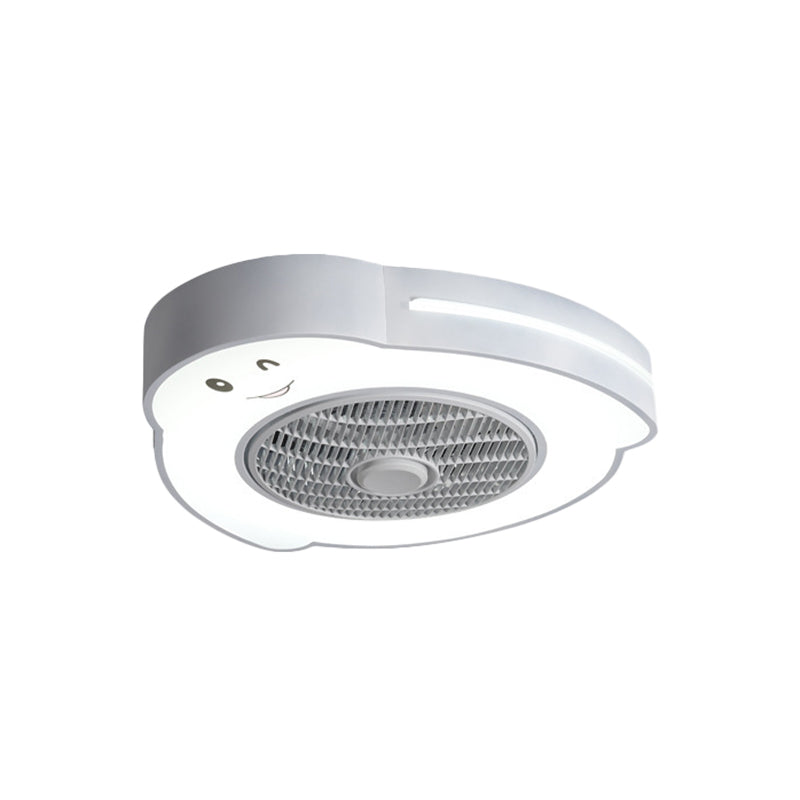 Cartoon Bear/Rabbit/Penguin Fan Lamp Acrylic Kids Room 23" Wide LED Close to Ceiling Light in Pink/Grey Clearhalo 'Ceiling Fans with Lights' 'Ceiling Fans' 'Kids Ceiling Fans' 'Kids' Lighting' 814513