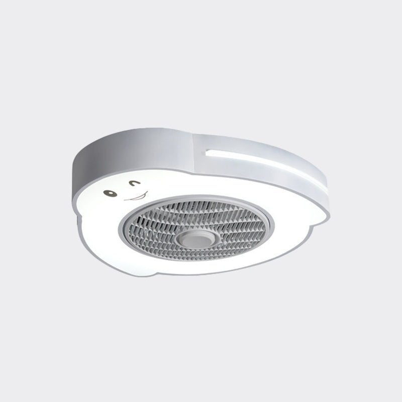 Cartoon Bear/Rabbit/Penguin Fan Lamp Acrylic Kids Room 23" Wide LED Close to Ceiling Light in Pink/Grey Clearhalo 'Ceiling Fans with Lights' 'Ceiling Fans' 'Kids Ceiling Fans' 'Kids' Lighting' 814514