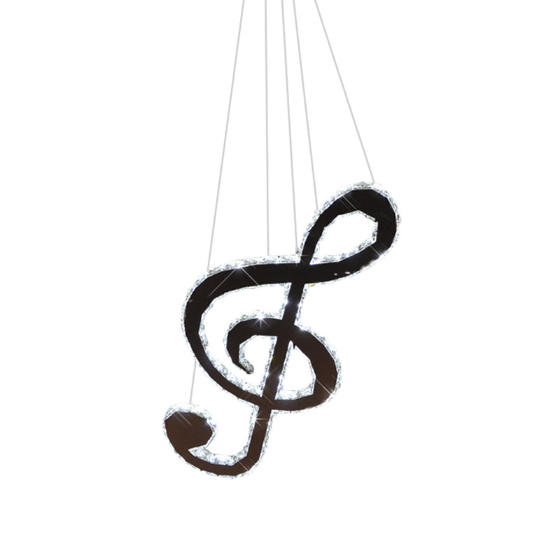 Contemporary Music Note Chandelier Light LED Crystal Hanging Pendant in Chrome, Warm/White Light Clearhalo 'Ceiling Lights' 'Chandeliers' 'Modern Chandeliers' 'Modern' Lighting' 814549