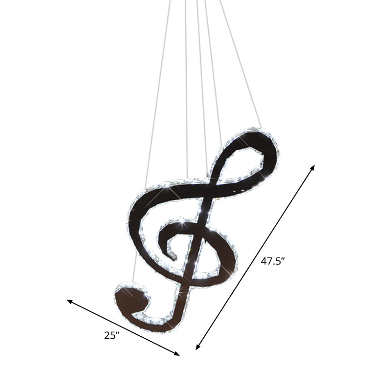 Contemporary Music Note Chandelier Light LED Crystal Hanging Pendant in ...