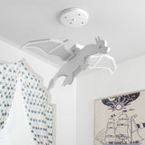 Iron Winged Dinosaur Suspension Light Kid White LED Hanging Chandelier in Warm/White Light Clearhalo 'Ceiling Lights' 'Chandeliers' Lighting' options 814597