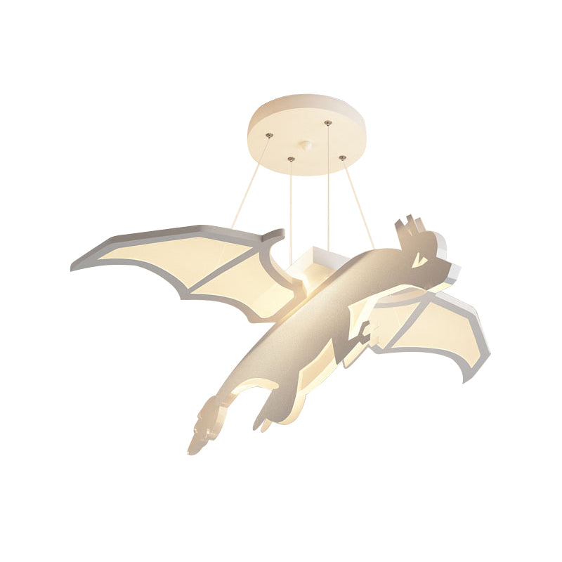 Iron Winged Dinosaur Suspension Light Kid White LED Hanging Chandelier in Warm/White Light Clearhalo 'Ceiling Lights' 'Chandeliers' Lighting' options 814598