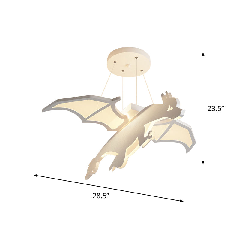 Iron Winged Dinosaur Suspension Light Kid White LED Hanging Chandelier in Warm/White Light Clearhalo 'Ceiling Lights' 'Chandeliers' Lighting' options 814599
